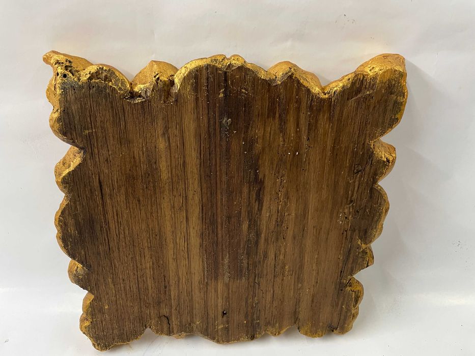 Talha, florão madeira de castanho dourado c/pintura
