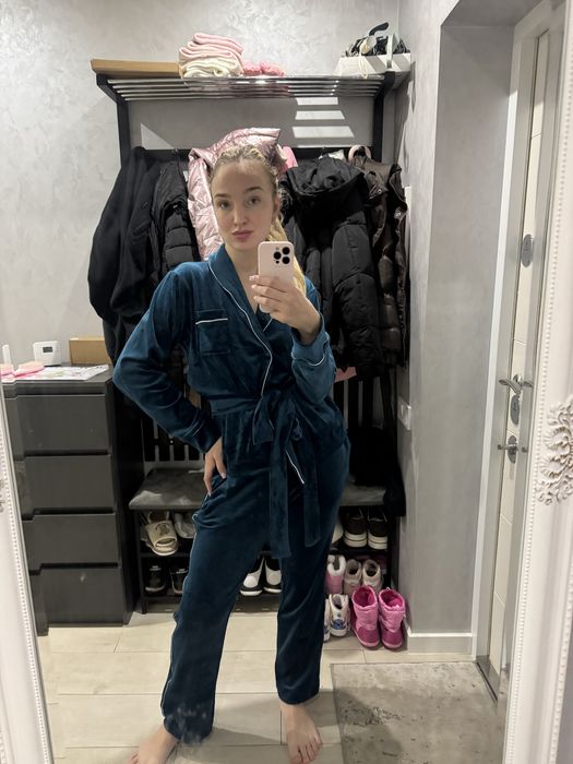 Велюрова піжама С/М нова смарагдова