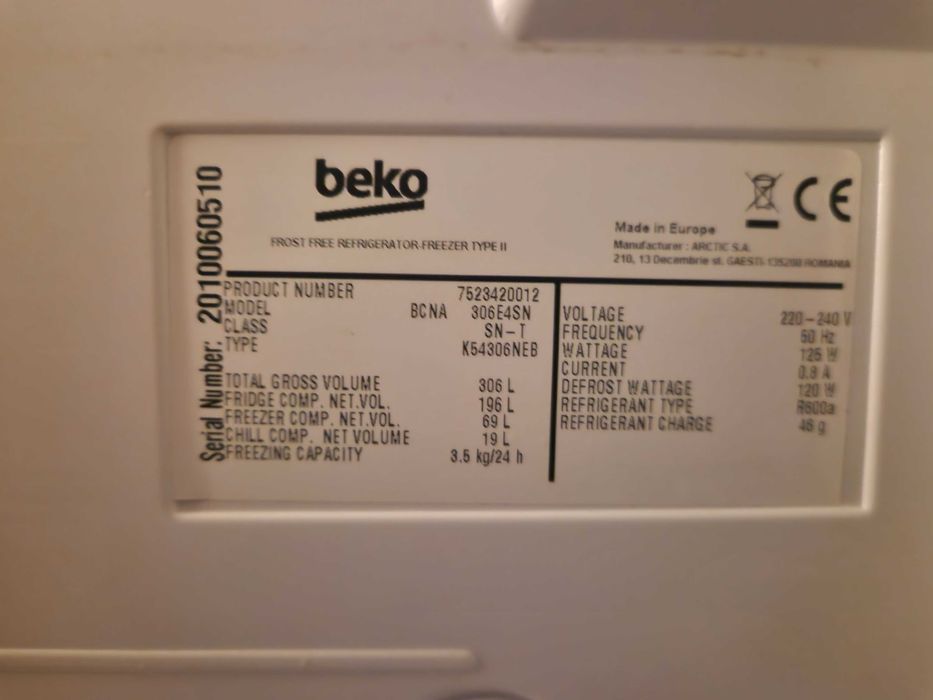 szuflady zamrażarki z Lodówka BEKO BCNA306E4SN
