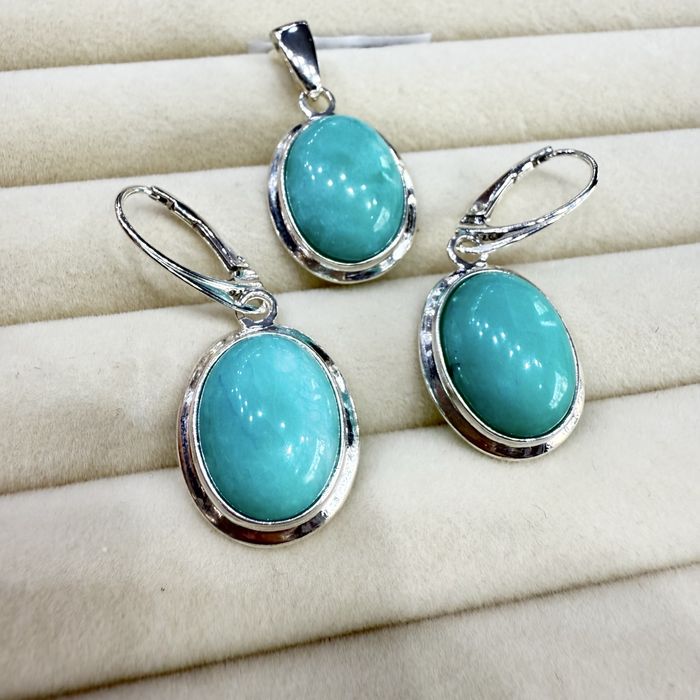 Srebrny komplet z kalcedonem - nowy