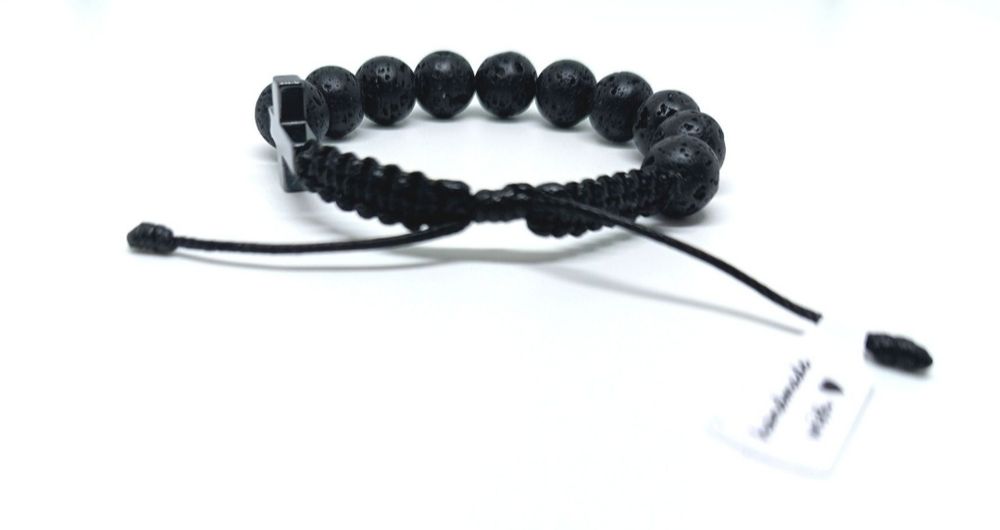 Różaniec męski na rękę lawa wulkaniczna