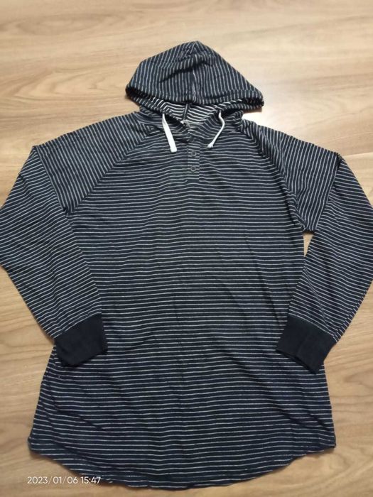 Bluza z kapturem roz.XXL w paski granatowo-biala