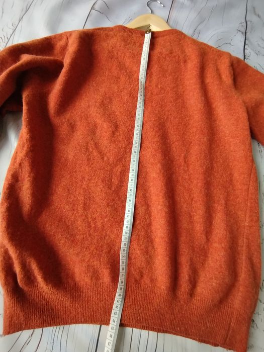 Wełniany sweter M męski pomarańczowy dyniowy