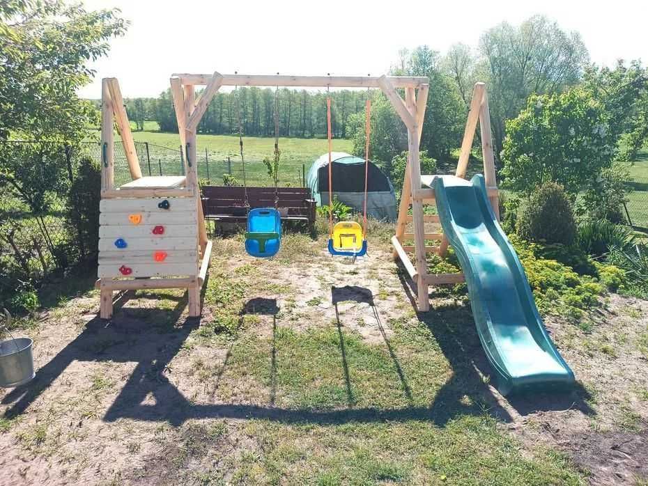 Plac zabaw dla dzieci TYMEK ślizg 2x huśtawka wspinaczka solidny trwały