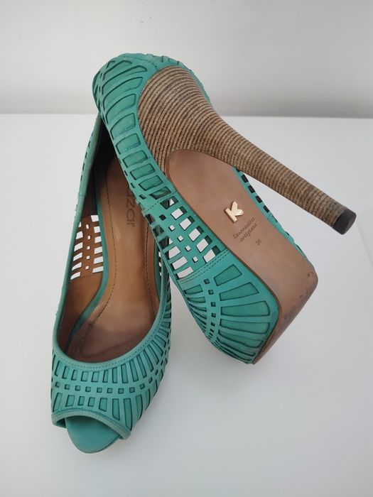 KAZAR turkusowe Szpilki Ażurowe LATO r. 36