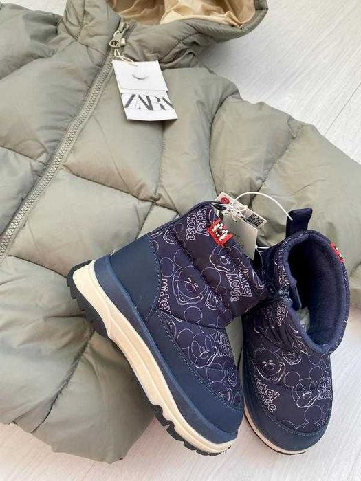 Дитячі теплі черевики ботинки дутики зара zara детские зимние ботинки