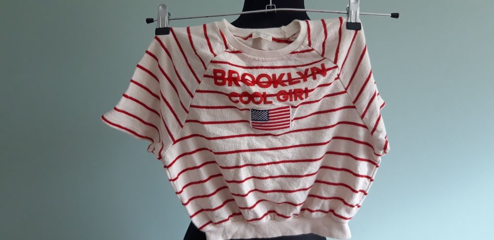 Zara sweterkowa bluzka z krótkim rękawem 122