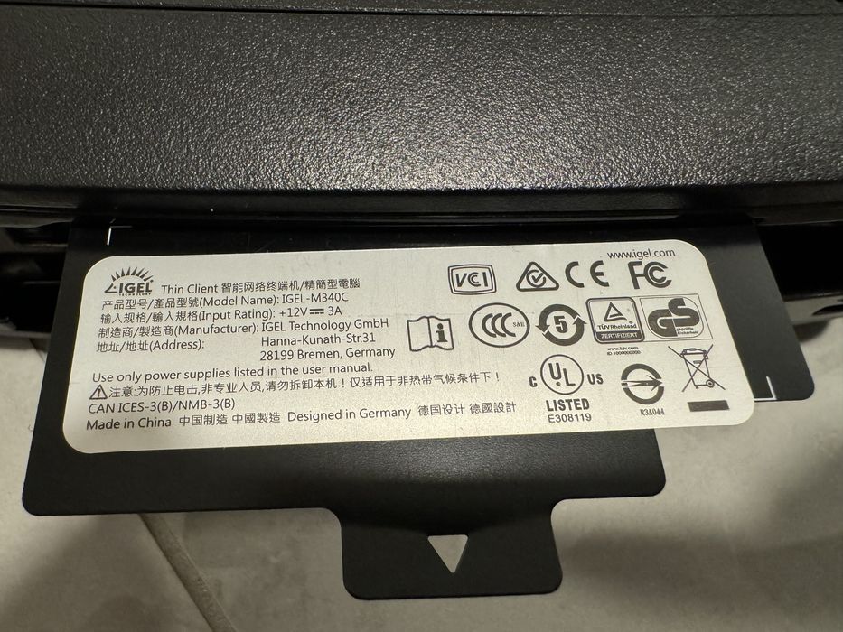 Terminal IGEL model M340C + Zasilacz