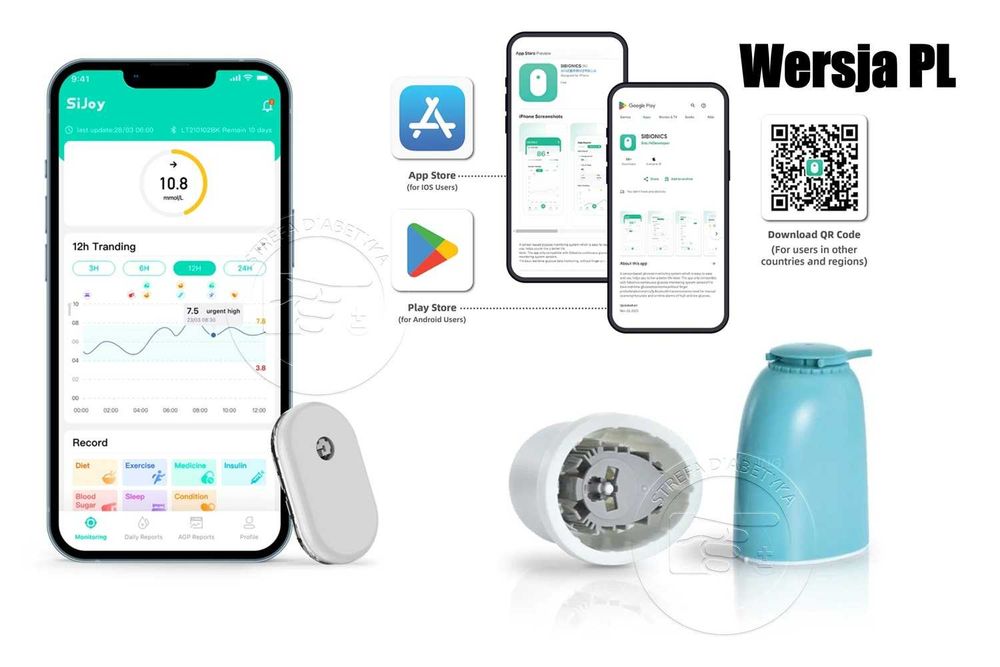 2 x Sensor – SIBIONICS GS1 + Plaster z Osłoną + Aplikator + GRATIS