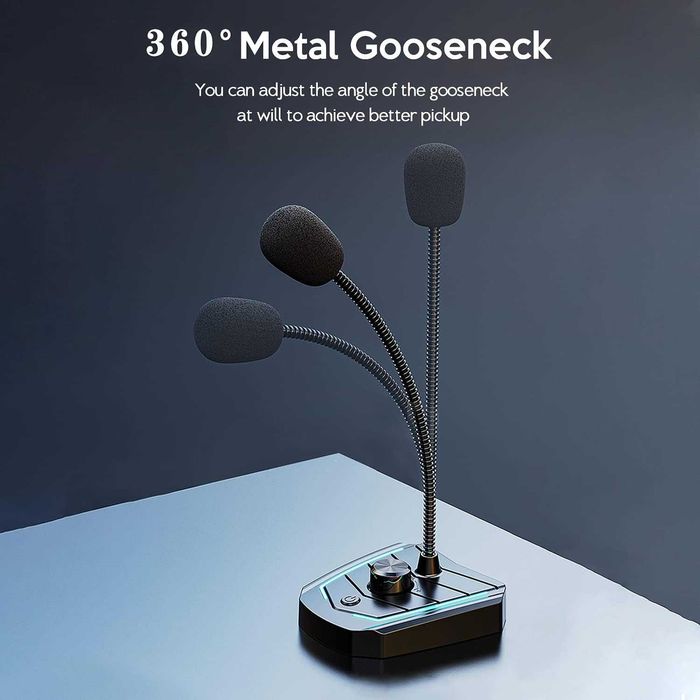 Mikrofon do podcastów gier do PC/laptopa/PS4 LED USB wejście słuch 3,5