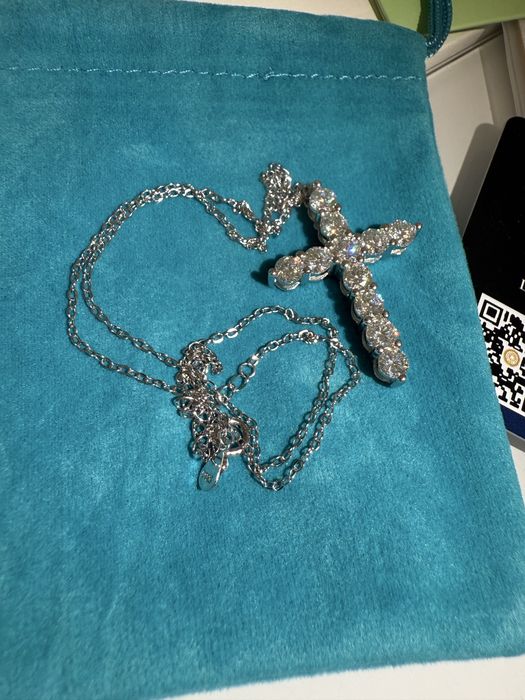 4 мм 3,3 ct Колье с подвеской крестик с бриллиантами муассанитами