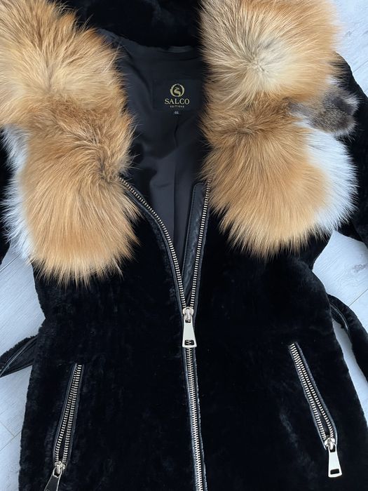 Мутонова шуба з лисицею