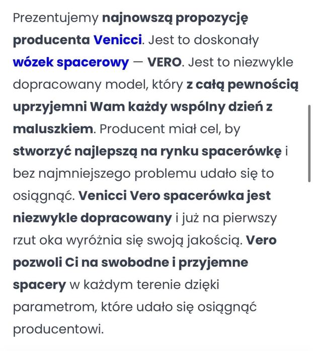 Spacerowka / wozek spacerowy Venicci Vero