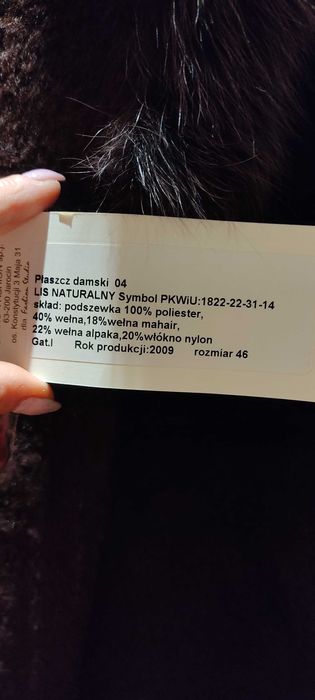 Płaszcz damski ''FASHION STUDIO"' rozmiar 46