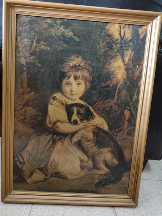Quadro Vintage copia  Miss bowles and dog by Joshua Reynolds