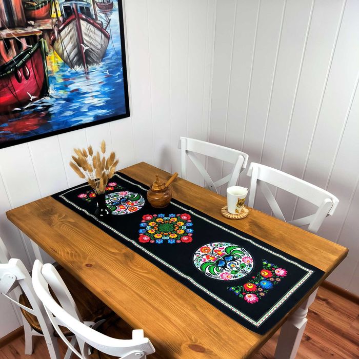 Folkowy Bieżnik na Stół 120x40 cm – Polski Produkt, Laserowy Nadruk