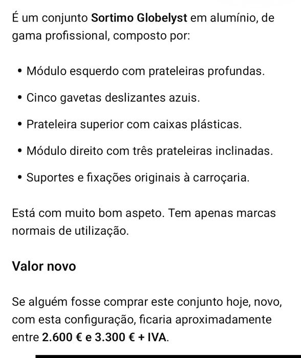 Estantes profissional Sotimo Globelyst para carrinha comercial