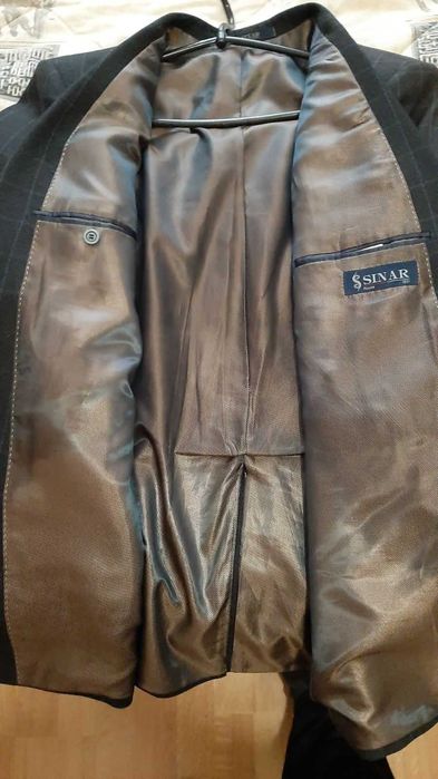 Пиджак полу шерстяной (темно синий  - в клетку) ,52 р