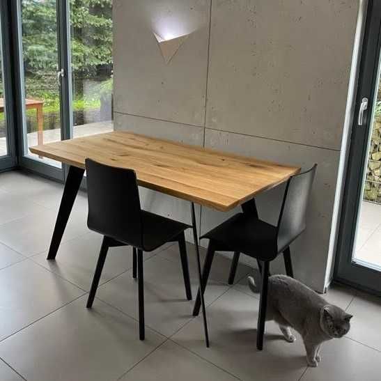 Ława Dębowa Loft Nowoczesna Lite Drewno Dąb Masywne Nogi