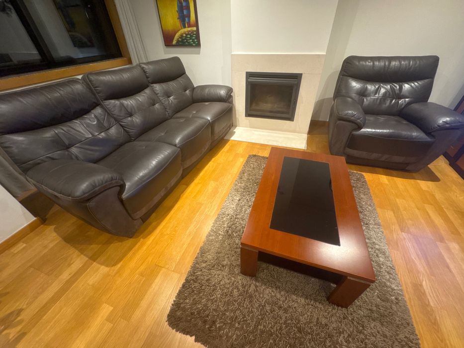 Sofás Cinzento escuro em pele