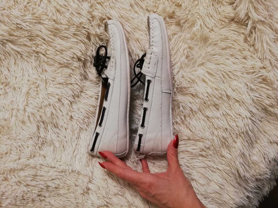buty skórzane Sebago 38,5 białe białe mokasyny 38,5 Sebago skóra