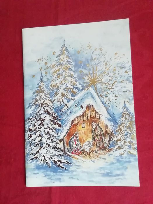 Postal de natal, pintado com a boca