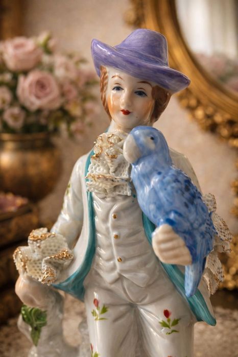 Винтажная пара из богемского фарфора с птицами,Богемия 1950гг