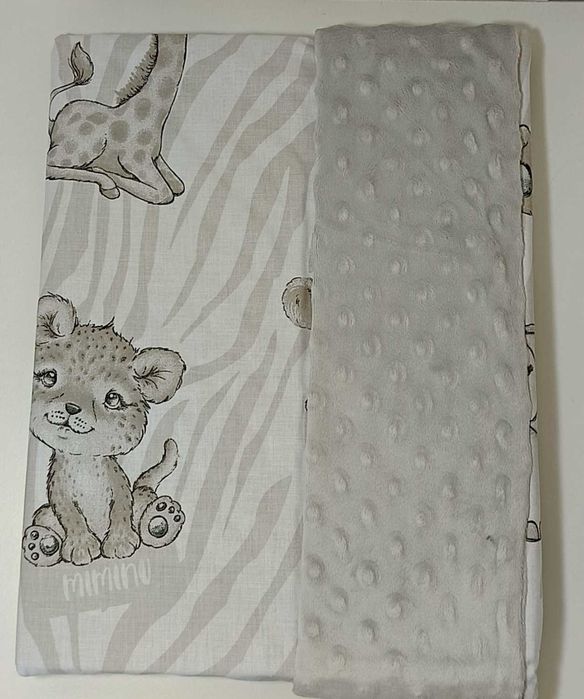 MimiNu, SAFARII , kocyk niemowlęcy, Minky szary 75x100 cm