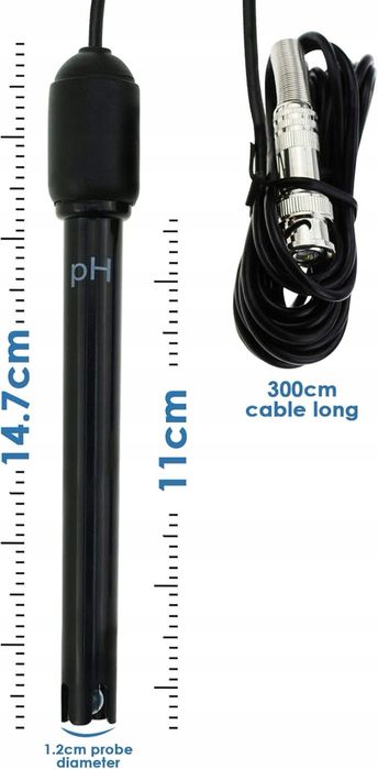 Elektroda pH jakości wody z kablem BNC 300 cm 3000 mm