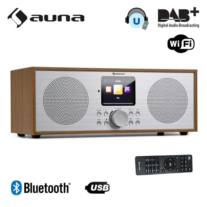 Radio Internetowe Auna Silver Star Stereo Wi‑Fi, DAB+ FM, Bluetooth, USB, Spotify, - brąz
