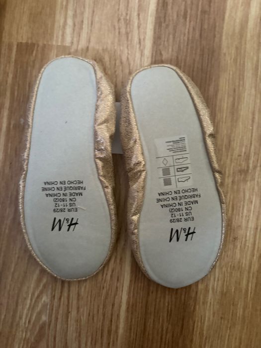 Новые чешки H&M девочка золотые розовые 24 25 26 27 28 29 30 31 32 33