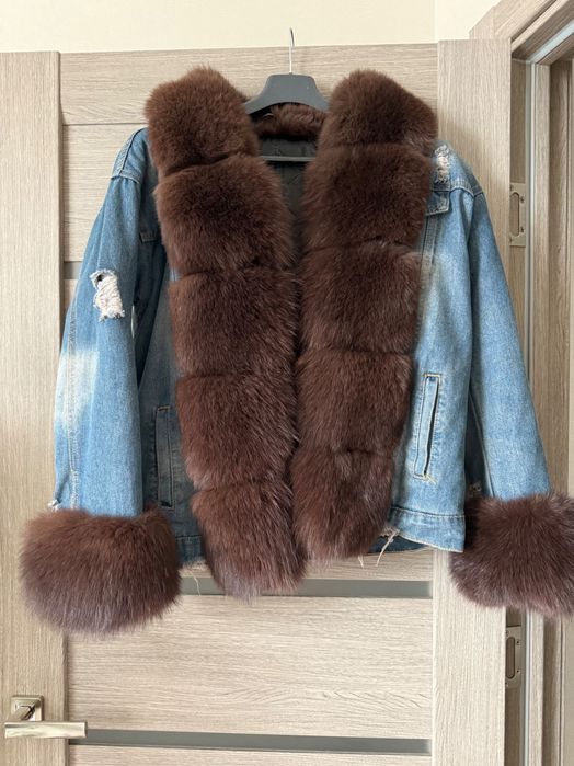 Джинсова парка з песцем