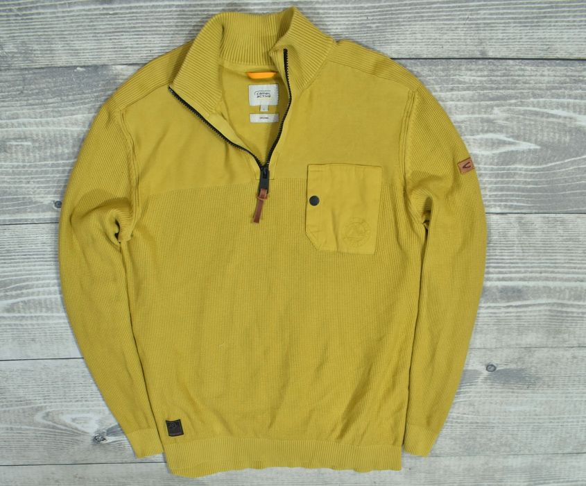 Camel Active Żółty Sweter Męski Organic Bawełna Half Zip L