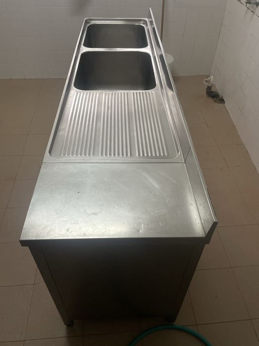 Bancada aço inoxidável - Pia dupla industrial