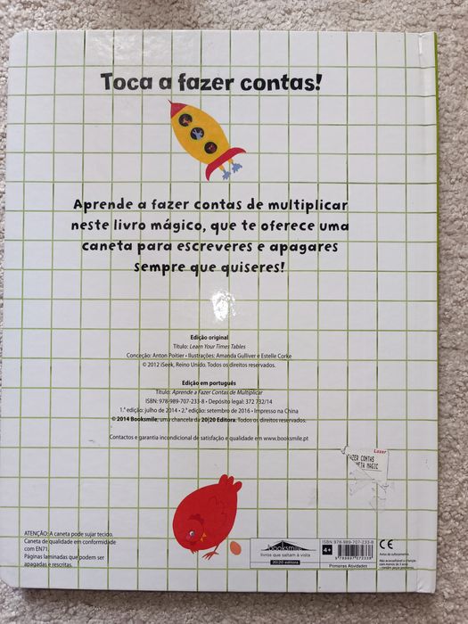 Livro escreve e apaga, contas de multiplicar