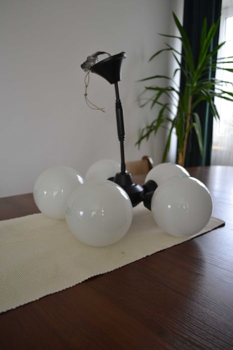 lampa wisząca białe kule żyrandol 5 żarówek