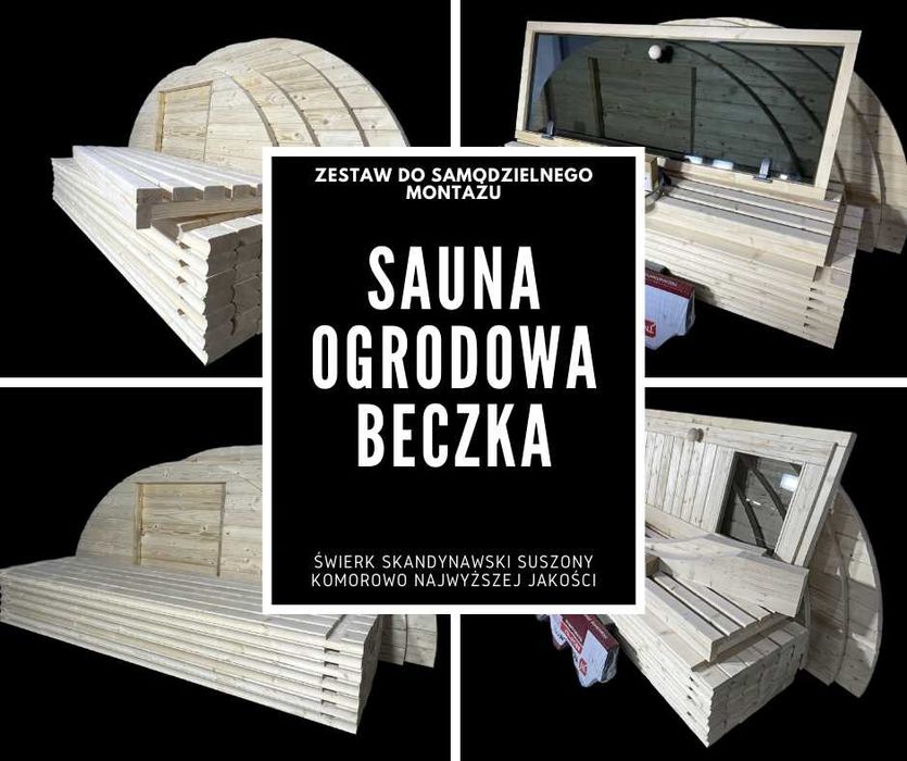 Sauna beczka ogrodowa do złożenia samodzielnego montażu drewno