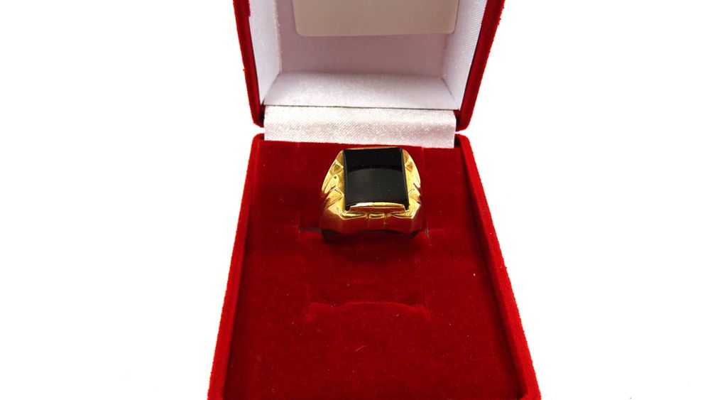 Piękny Złoty SYGNET Z CIEMNYM KAMIENIEM PR.750 R.25 Loombard Lubawa