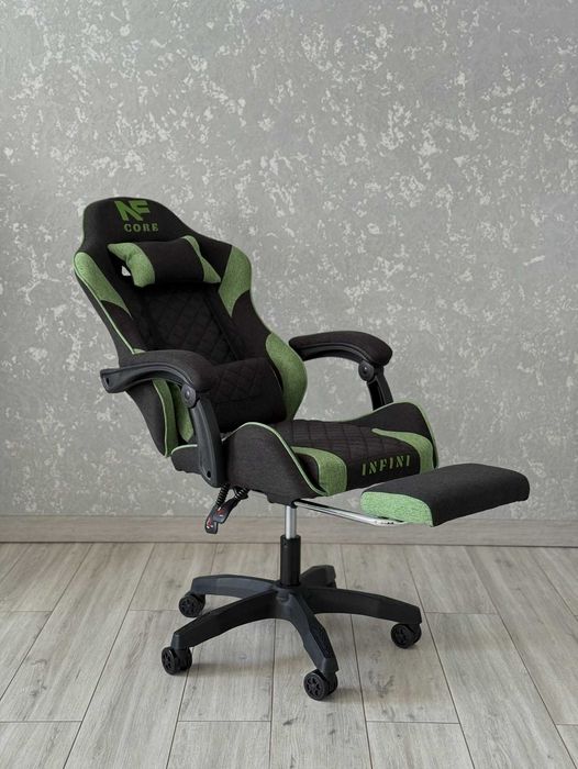 Крісло компютерне з тканини + підніжка КРІСЛО МІЦНЕ до 130кг ПОЛЬША