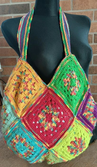 Torebka szydełkowa handmade z kwadracików babuni