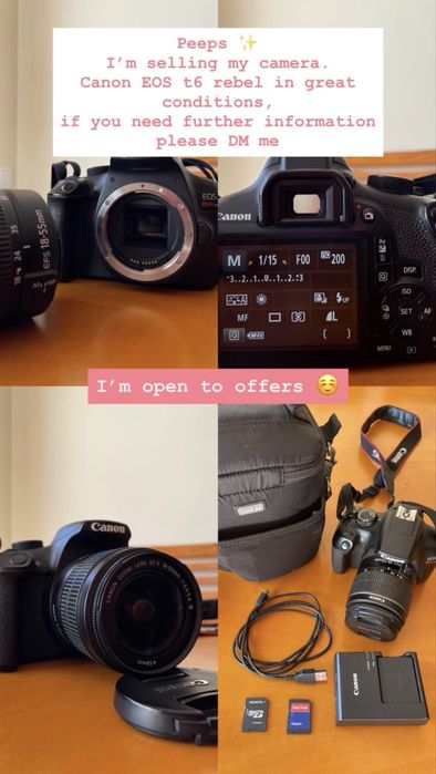 Camera Canon t6  in excellent conditions.