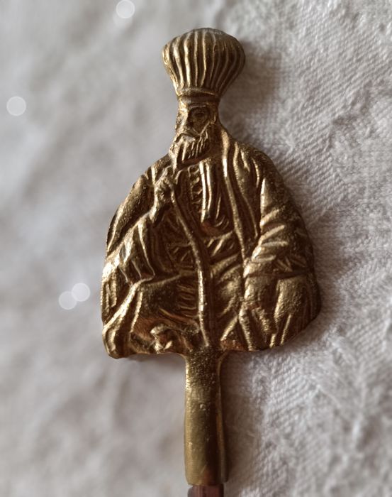 6 espetos vintage Turcos para churrasco em aço inoxidável,pegas  latão