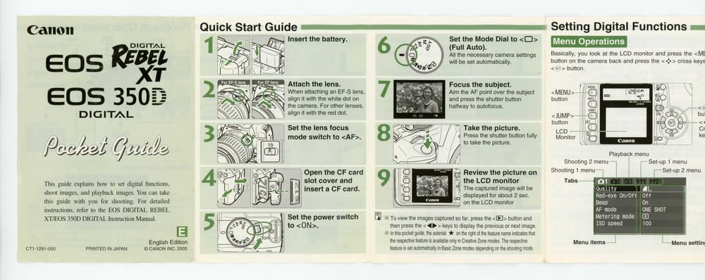 Aparat  cyfrowy : Canon Rebel EOS 350 D made in Japan - Sprawny