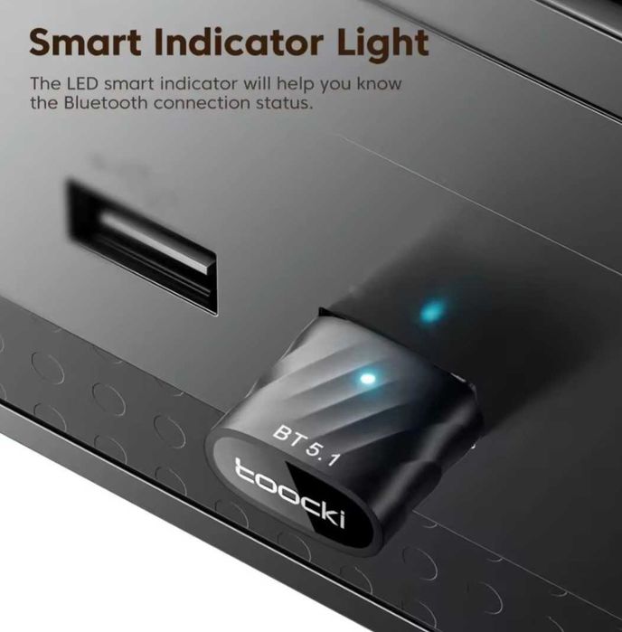 USB Bluetooth 5.1 Адаптер Toocki для ПК / Навушників / Геймпада (Блютуз приймач)