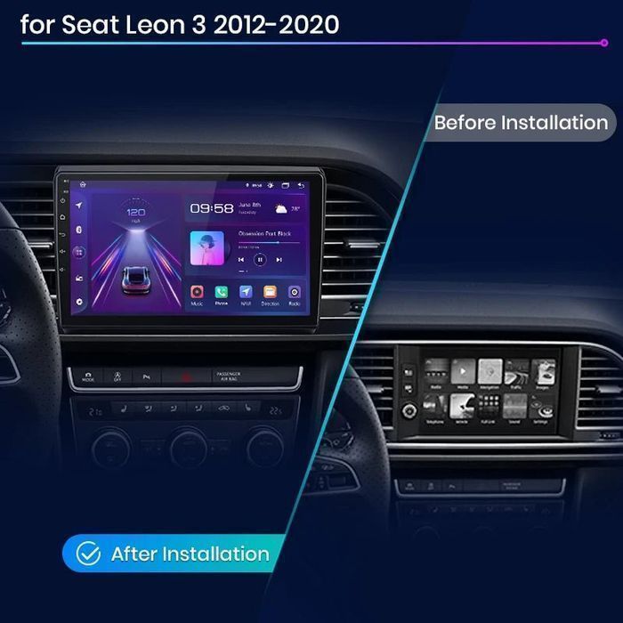 Radio Android 9” CarPlay Android Auto – Seat Leon MK3 2012–2020 PL