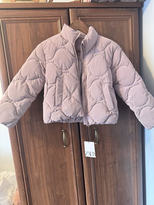 Nowa zimowa kurtka dziewczęca 8-9 lat 130 cm, ZARA pudrowy róż
