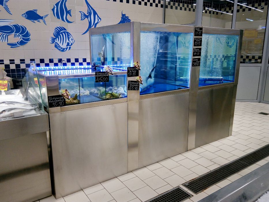 Изготовление аквариумов для торговли живой рыбой, устрицами, омарами