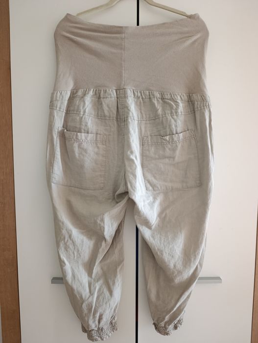 Lniane spodnie ciążowe H&M Mama len bawełna 44 XXL