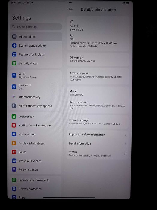 Xiaomi Redmi Pad Pro 8/256GB Graphite 2.5K 120Hz Snapdragon 7S Gen2 WIFI