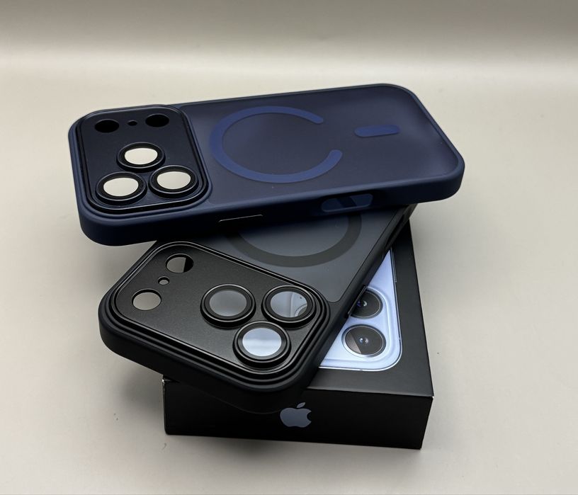 Матовый чехол iPhone 17 Pro Max черный MagSafe, 17 Pro синий MagSafe